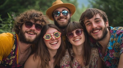 Fototapeta premium Happy Friends at Summer Music Festival