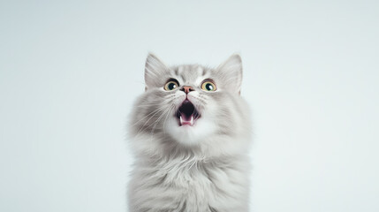 Fototapeta premium Adorable Gray Kitten with Open Mouth