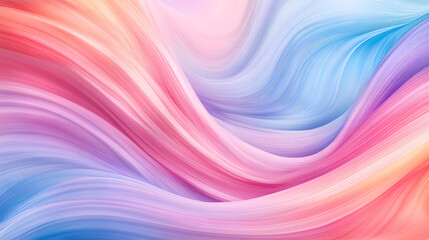 Abstract pastel pink, purple, and blue waves flow seamlessly, creating a vibrant and dreamy background ideal for various design projects. Soft, smooth gradients add visual appeal.