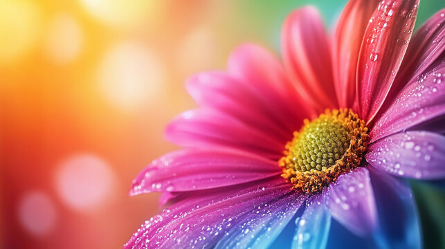 Vivid flower colorful spectrum, radiant rainbow wallpaper rgb tint, dazzling vibrant hue cmyk design, luminous bright prismatic, iridescent kaleidoscopic chromatic.