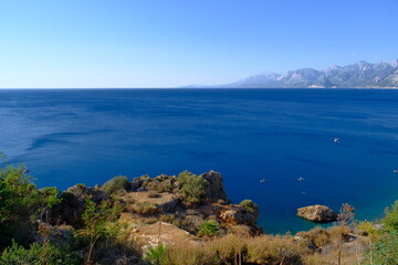 blue Mediterranean Sea landscape in Antalya, Turkey