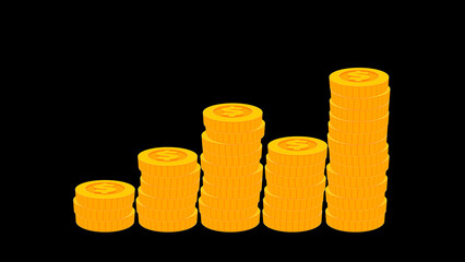 5 Pile of Money Coin Profit Bar chart Graph Money Coin Business Coins Tower