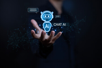 Using AI chat in search and giving  to help in business has technology, to create computer concepts with robots as new digital software
