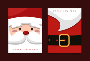 Christmas greeting card template with Santa Claus. Vector illustration.