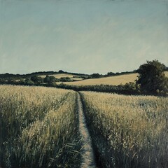 Obraz premium Serene Countryside Path: A Summer Landscape