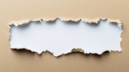 Torn brown paper revealing white space.