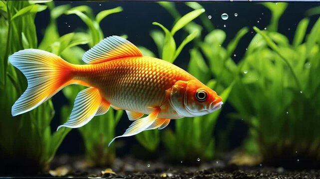 goldfish aquarium fish aquatic plants fin gill plant underwater animal motion nature swimming domestic life animals water orange gold green  