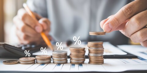 Financial Growth and Investment Concept with Stacked Coins