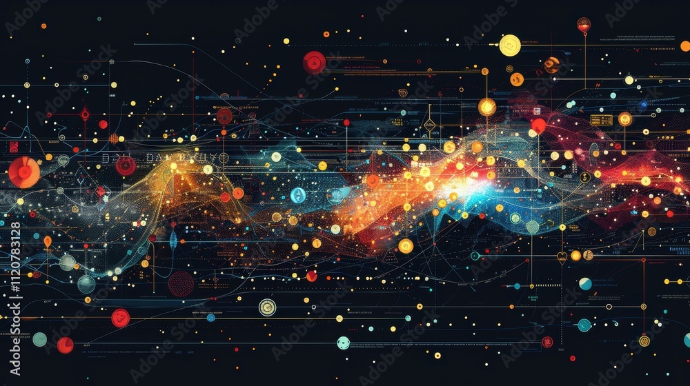 Poster exploring sprawling big data visualization interconnected insights across diverse environments
