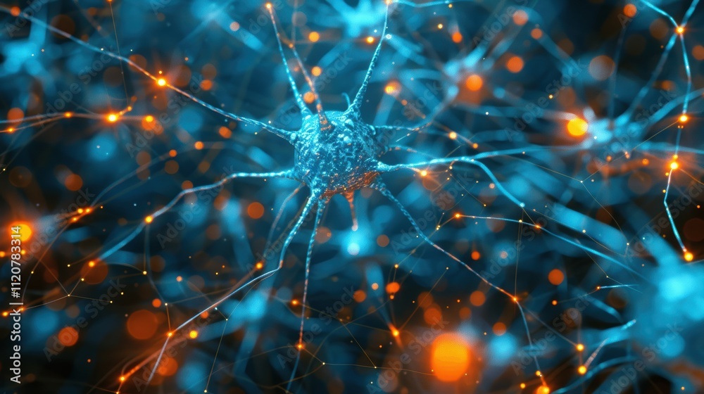 Poster pulsing nodes and abstract neural networks creative dynamics in digital art environments