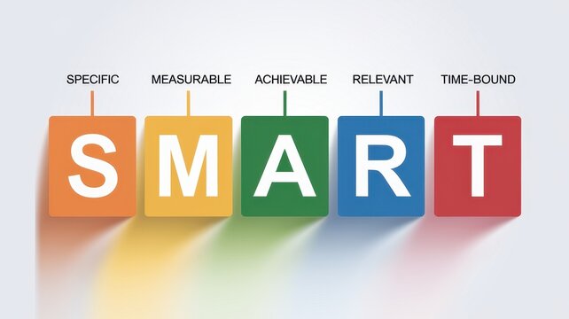 Colorful SMART Goals Concept with Concrete Blocks