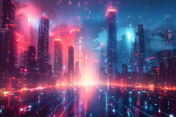 Fototapeta premium Neon Cityscape