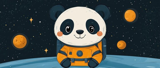 Fototapeta premium cute panda in spacesuit