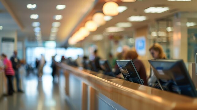 Inside a busy urban bank financial activity in a crowded environment during business hours