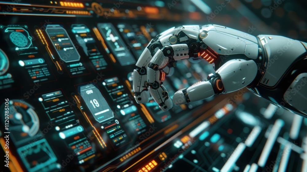 Poster robotic arm manipulates data points in a virtual environment a study on ai-powered technology