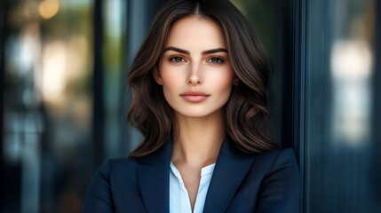 Fototapeta premium confident business women with suite front view.ai generative