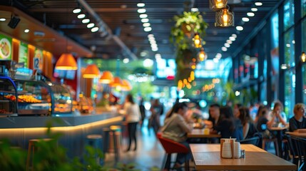 Vibrant food court delights a modern dining experience captured in motion