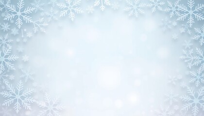 Winter background with snowflakes and bokeh lights.