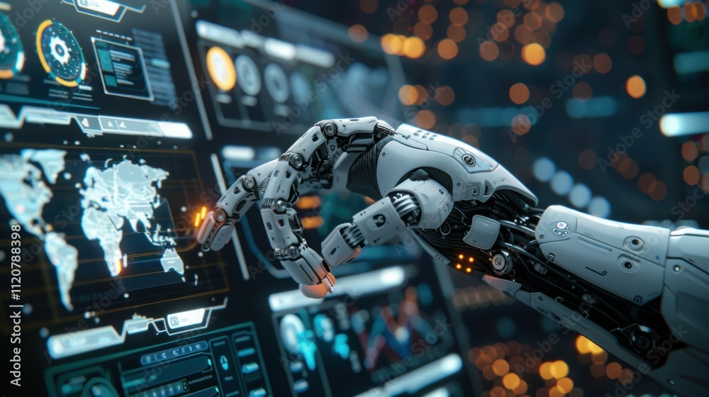 Poster exploring ai robotic arms for precision data manipulation in digital labs