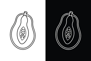 Modern Minimalism. Papaya Line and Glyph Icons in Black and White