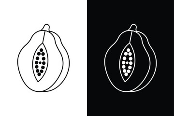 Fresh and Bold. Papaya Icon Vector Line Art for Creative Design Projects