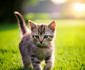 Obraz premium cat on grass