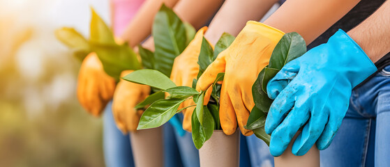 Various recycling and waste disposal activities and green space, loving the world, a green world for a friendly environment