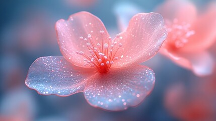 Surrealist Flower with Translucent Petals and Soft Pink Hue for Graphic Design