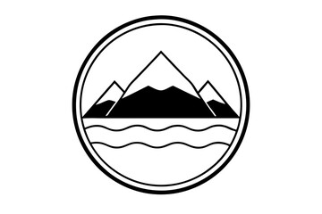 Minimalist Black-and-White Mountain Badge Design.