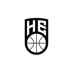 HE monogram logo design letter text name symbol monochrome logotype alphabet character simple logo