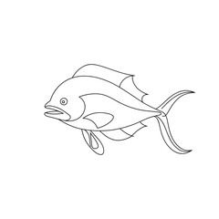 Fototapeta premium Mahi Continuous line art flat vector illustration on white background