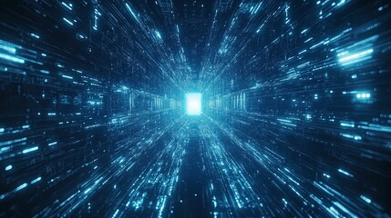 Naklejka premium Digital Tunnel of Light Data Streams Flowing