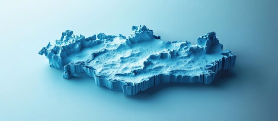 3D topographic map of a country, showing terrain detail.