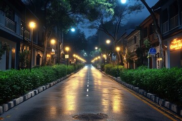 Nostalgic Night Scene of Colonial Architecture in Johor Bahru Malaysia