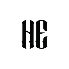 HE monogram logo design letter text name symbol monochrome logotype alphabet character simple logo