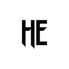 HE monogram logo design letter text name symbol monochrome logotype alphabet character simple logo