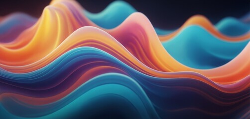 Obraz premium Softly Glowing Fluid Waves With Blurred Colorful Effects