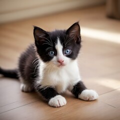 Adorable and Loving Black and White Kitten with a Heartwarming Personality