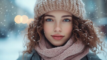 Portrait of a Beautiful Young Woman in Winter: Capturing Seasonal Elegance
