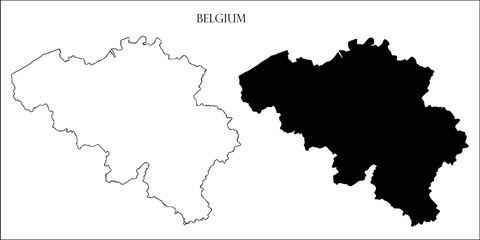Fototapeta premium Belgium Blank Map, Belgium Map Outline Vector Images