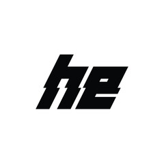 HE monogram logo design letter text name symbol monochrome logotype alphabet character simple logo