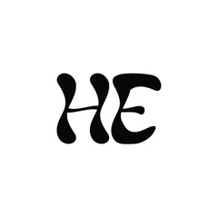 HE monogram logo design letter text name symbol monochrome logotype alphabet character simple logo