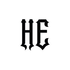 HE monogram logo design letter text name symbol monochrome logotype alphabet character simple logo
