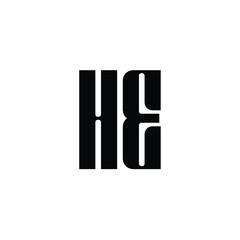 HE monogram logo design letter text name symbol monochrome logotype alphabet character simple logo