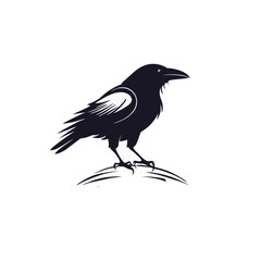 raven or crow bird logo vector illustration design