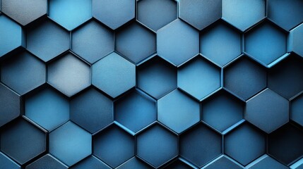 Naklejka premium Abstract Blue Hexagon Pattern Background With Three Dimensional Geometric Design Modern Art