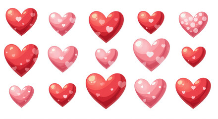 Fototapeta premium Romantic Heart Illustration Set with Transparent Background for Love-Themed Designs and Overlays