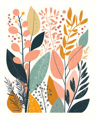 Creative 2D Doodle Floral Illustrations Text Space for Versatile Designs, Greeting Cards, Invitations
