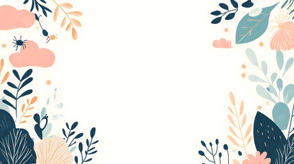 Creative 2D Doodle Floral Illustrations Text Space for Versatile Designs, Greeting Cards, Invitations