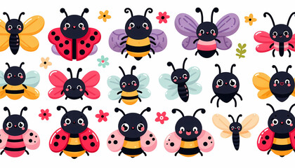 Naklejka premium Cute pre-school Sticker sets, animals, Fish, reptiles, Farm animals, pets, bears, jellyfish, rabbit vectors illustation for kids